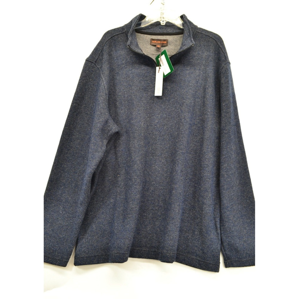 Fairlane & Sons Navy 2XL Barry Textured 1/4 Zip Pullover NEW (F5)